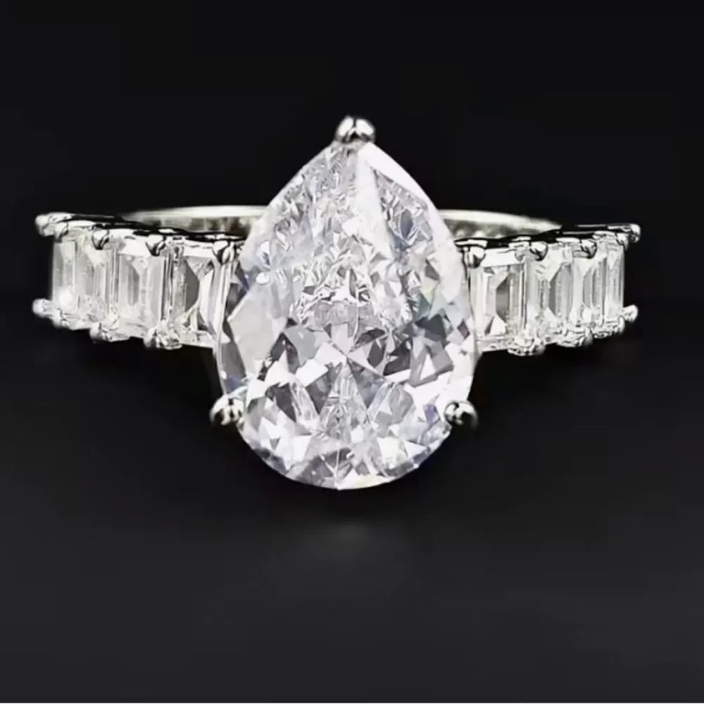 🔷 NEW Pear shaped CZ Elegant Silver Women's Ring 🔷